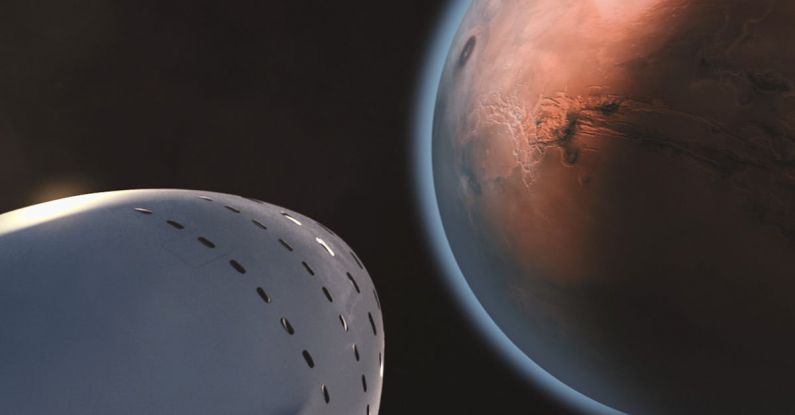Mars - White Space Ship and Brown Planet