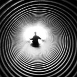 Black Hole - Grayscale Photography of Person at the End of Tunnel