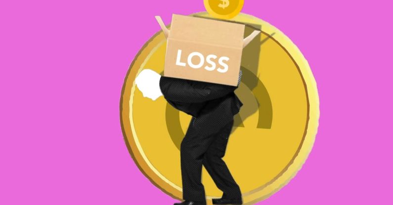 Art Value - Illustration of man carrying box of financial loss on back